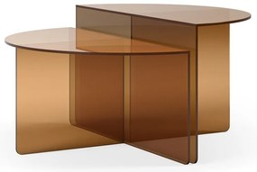 Set di tavolini da salotto rotondi marroni in vetro 2 pz ø 80 cm Velta – MOME