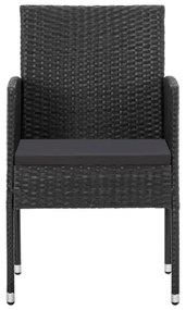 Sedie da Giardino 4 pz in Polyrattan Nero