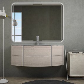 Mobile bagno sospeso Rio 120 cm rovere sbiancato con specchio led