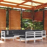 Set Divani da Giardino 9 pz con Cuscini Bianchi Legno di Pino cod mxl 44355