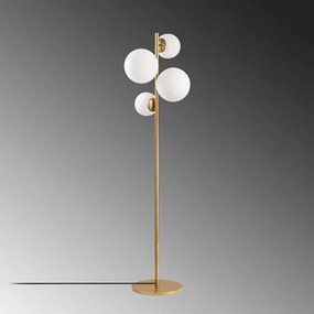 Lampada da terra dorata con paralume in vetro (altezza totale 162 cm) Fazli – Opviq lights