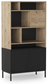 Libreria in rovere decorato in nero-naturale 90x170 cm Marion - Marckeric