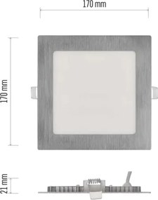 Lampada da incasso LED NEXXO LED/12,5W/230V 3000/3500/4000K argento 17x17 cm