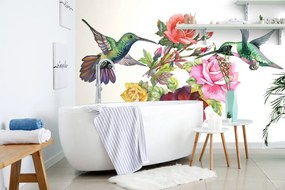 Carta da parati – Colibrì con fiori