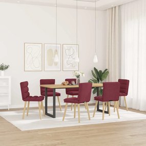 Sedie Da Pranzo 6 Pz Rosso Vino İn Tessuto /