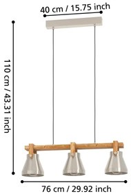 Eglo 43952 - Lampadario a sospensione con filo CAWTON 3xE27/40W/230V