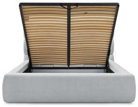 Letto matrimoniale imbottito grigio chiaro con contenitore con griglia 180x200 cm Jagna - Bobochic Paris