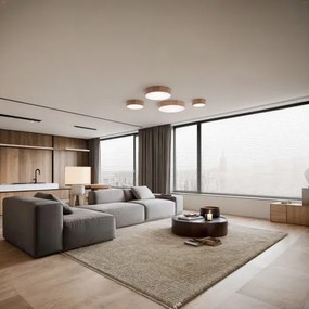 Plafoniera con sensore CLEO 3xE27/24W/230V, diametro 37,5 cm, finitura rovere