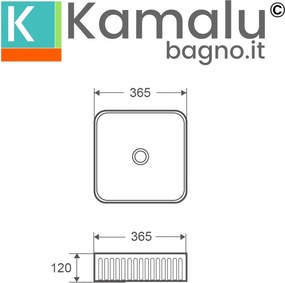 Lavabo bagno scanalato 36.5 cm in ceramica | KLS-3650R - KAMALU