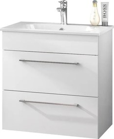 Mobile bagno sospeso con lavabo L 61 x H 61.5 x P 40 cm laccato bianco 2 cassetti per vasca centrale Giò