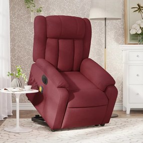 Poltrona Alzapersona Massaggiante Elettrica Rosso Vino Tessuto /