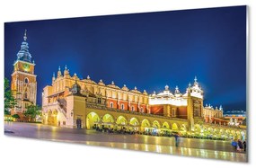 Quadro in vetro Cracovia notte sukiennice 100x50 cm