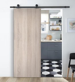 Porta scorrevole reversibile Brush in mdf marrone, L 93 x H 212 cm, con binario Industrial