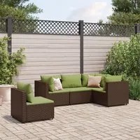 Set Divani da Giardino 5 pz con Cuscini Marrone in Polyrattan 3308158