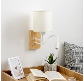 Brilagi - LED Lampada flessibile da muro NUBILA WOOD 1xE27/25W/230V + LED/3W quercia/bianco/color crema