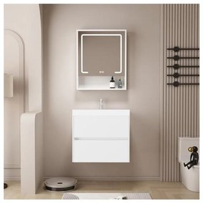 Mobile bagno sospeso con lavabo L 60 x H 50.5 x P 40 cm bianco in mdf 2 cassetti per vasca centrale Portofino