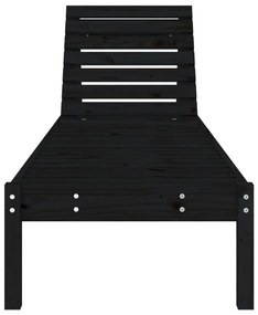 Lettini prendisole 2pz neri 199,5x60x74 cm legno massello pino