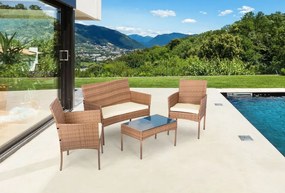 Set di divani in rattan in marrone