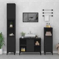 Set Mobili da Bagno 3 pz Nero in Legno Multistrato 3185622