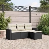 Set Divani da Giardino 4 pz con Cuscini Nero in Polyrattancod mxl 116141