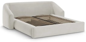 Letto matrimoniale imbottito beige con contenitore con rete inclusa 200x200 cm Campi – Cosmopolitan Design