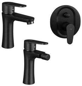 Set miscelatori nero opaco lavabo bidet incasso doccia con deviatore Lizzy