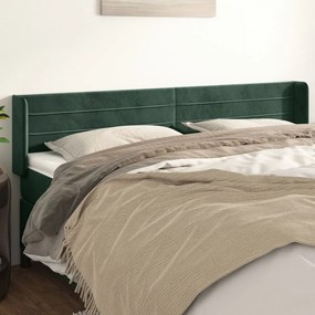 Testiera Ad Orecchio Verde Scuro 163x16x78/88 Cm İn Velluto /