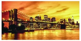 Stampa su tela Sunset Brooklyn bridge, multicolore 140 x 70 cm