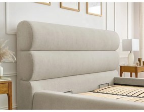 Letto matrimoniale imbottito beige con contenitore con griglia 160x200 cm Jagna - Bobochic Paris