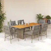 Set Pranzo da Giardino 7 pz con Cuscini Beige Misto Polyrattan 3212078