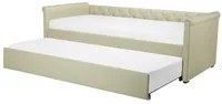 Divano Letto estraibile Rivestimento in tessuto beige Small Single Size Guest Underbed abbottonato