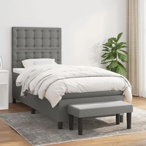 Giroletto A Molle Con Materasso Grigio Scuro 80x200 Cm Tessuto /