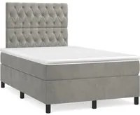 Letto a Molle Materasso e LED Grigio Chiaro 120x190 cm Velluto 3270329