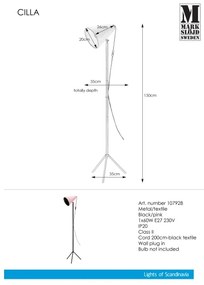 Markslöjd 107928 - Lampada da terra CILLA 1xE27/60W/230V