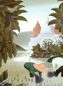 Arte International Carta da parati panoramica Hills Of Sapa - Dawn