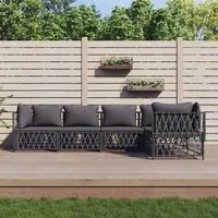 Set Salotto da Giardino 5 pz con Cuscini in Acciaio Antracite 3186873