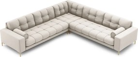 Divano angolare Bali 6 posti in tessuto strutturato con gambe oro - L256cm