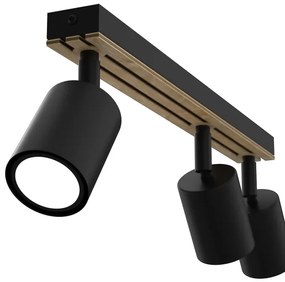 Faretto TERRA 3xGU10/8W/230V nero/quercia