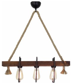 Lampadario a sospensione con cavo KUTUK 3xE27/40W/230V in pino