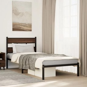 Giroletto Senza Materasso Con Testiera Rovere Marrone 90x190 Cm /