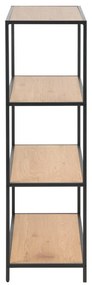 Libreria nera-color legno naturale effetto rovere 77x114 cm Seaford - Actona