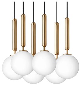 Nuura - Miira 6 Lampadario Ottone/Bianco Opale Nuura