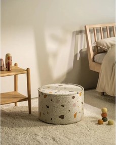 Pouf per bambini bianco con rivestimento in bouclé e ciniglia Terrazzo – Wigiwama