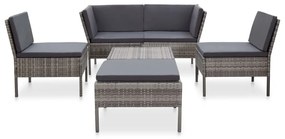 Set divani da giardino 6 pz con cuscini in polyrattan grigio