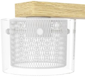 Lampadario Contemporaneo Portico-Z Metallo Bianco Legno 4 Luci Led 3,7W