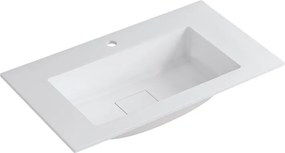 Lavabo a incasso rettangolare vasca centrale L 90.5 x H 15 x P 46 cm in resina bianco lucido