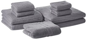 Set di 9 asciugamani in cotone grigio AREORA Beliani
