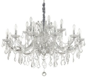 Lampadario Classico Napoleon Metallo-Cristallo Cromo 18 Luci E14