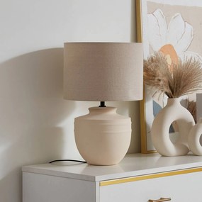 Lampada da tavolo Lindby Thalassia, beige, Ø 30 cm, ceramica