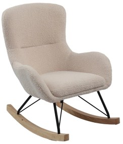 Poltrona per bambini a dondolo beige con rivestimento in bouclé Rocky – Vipack